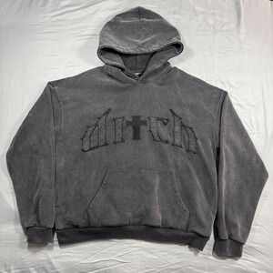 Ditch LA The Missing Patch Hoodie Men's Sz XL Ash Black Heavyweight Streetwear